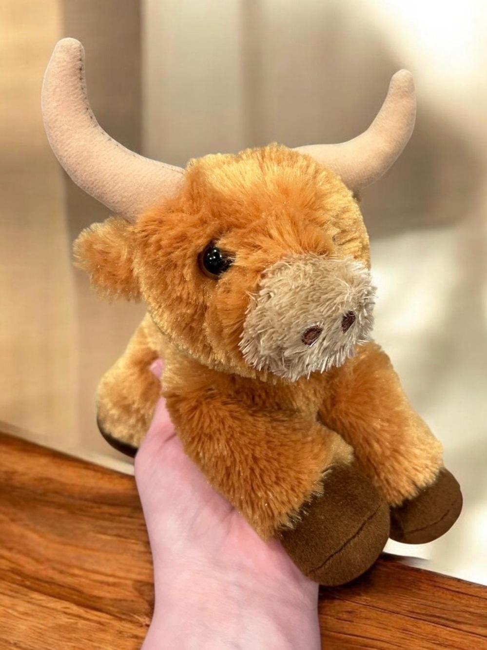 Adorable soft Aurora brown longhorn plush cow 7 inches